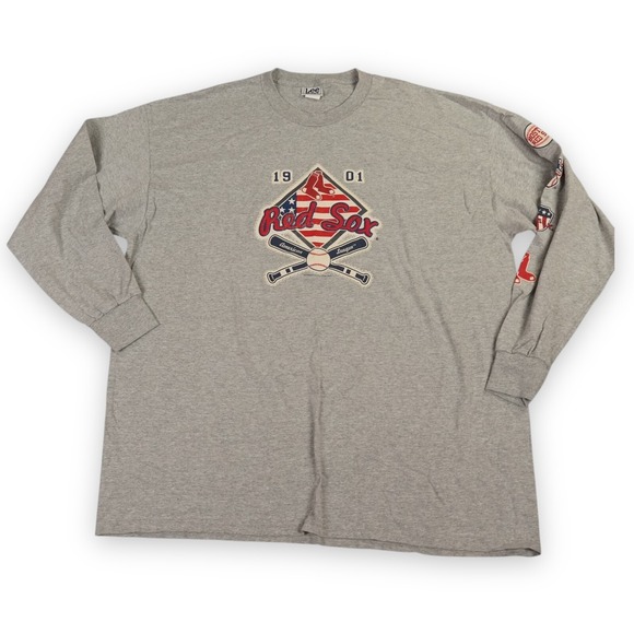 VTG Boston Red Sox Shirt Mens XXL‎ Gray Lee Sport Logo Arm Hits 2004 American - Picture 1 of 11